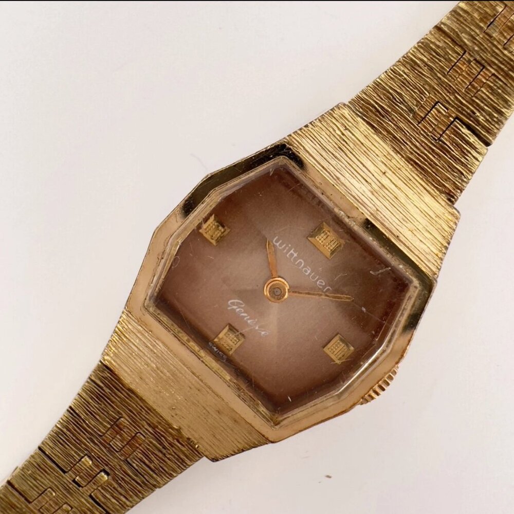 Vintage Wittnauer Bark Style Ladies Mechanical Wristwatch 5K w Hour Glass Dial - Picture 3 of 10